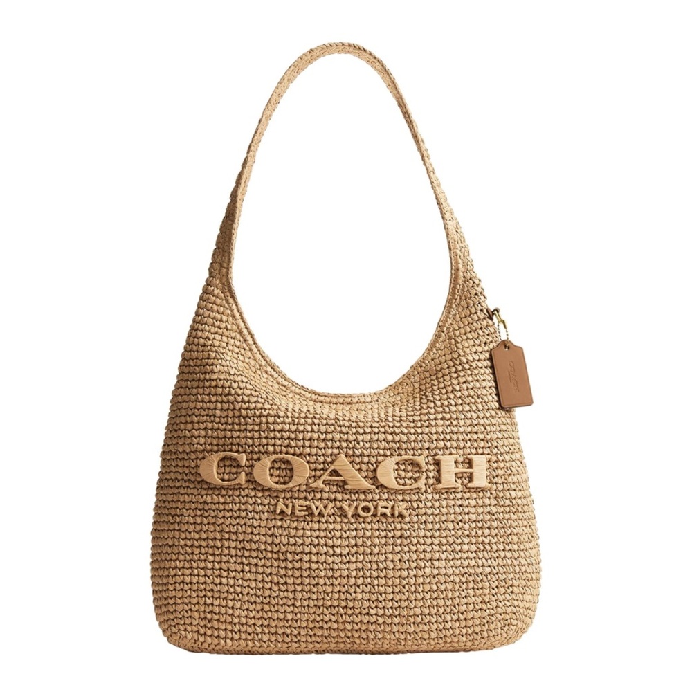 Coach Brooklyn 34 Straw Shoulder Bag Natural Woven Large Tote - New